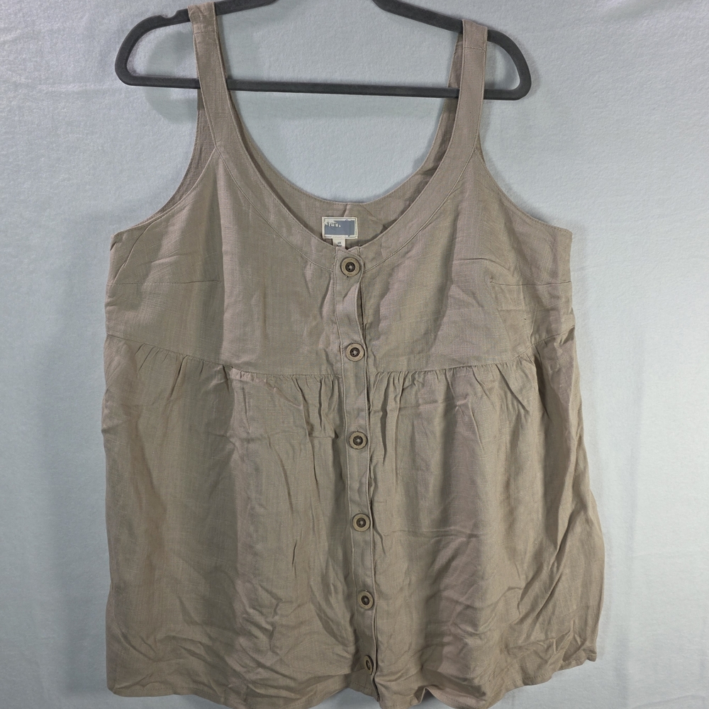Women's Terra & Sky Tan Button-Front Tank Top Size 0X 14W